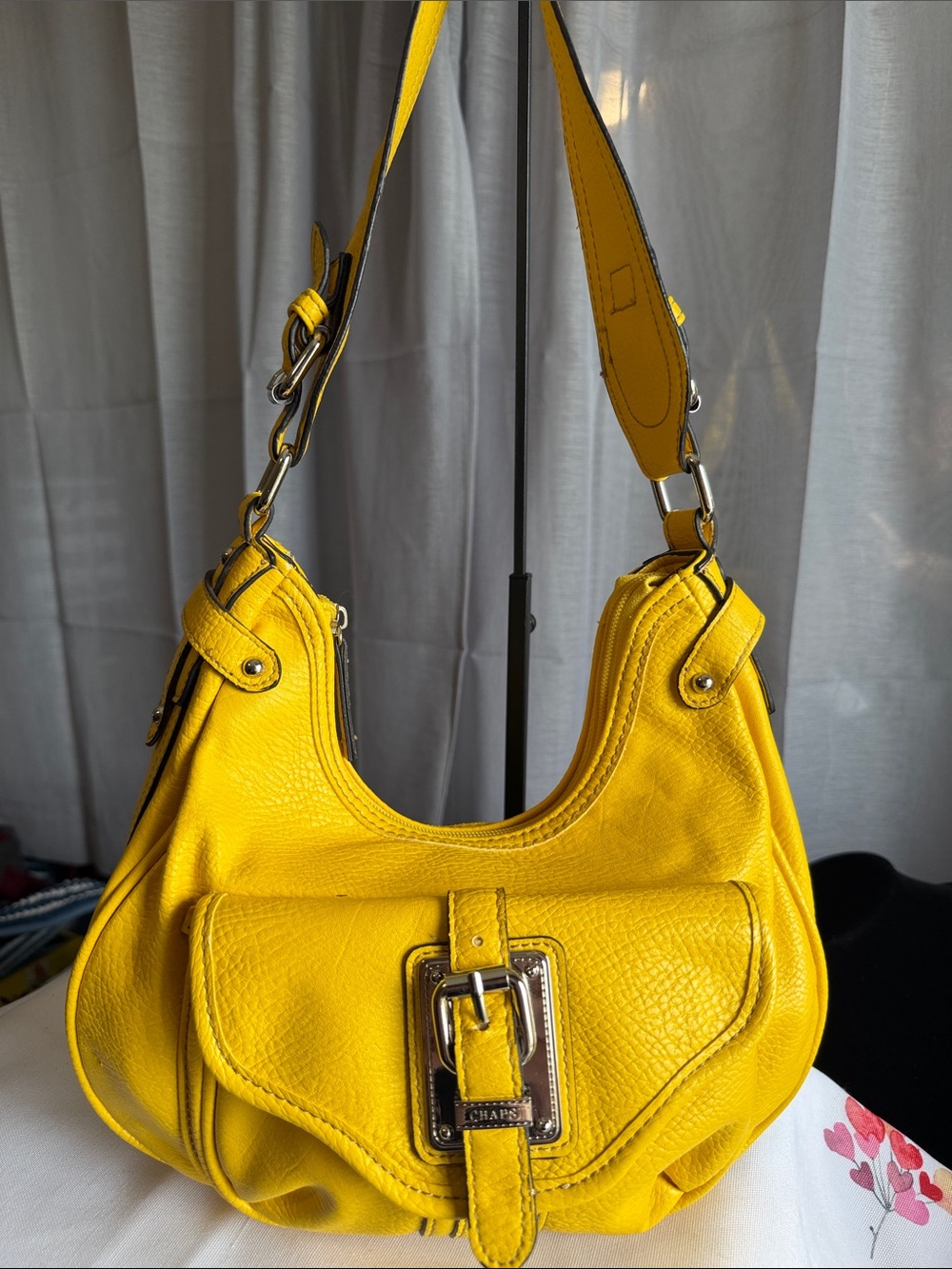 Ralph Lauren Chaps Yellow Leather Shoulder Bag - Bold Yellow Hobo